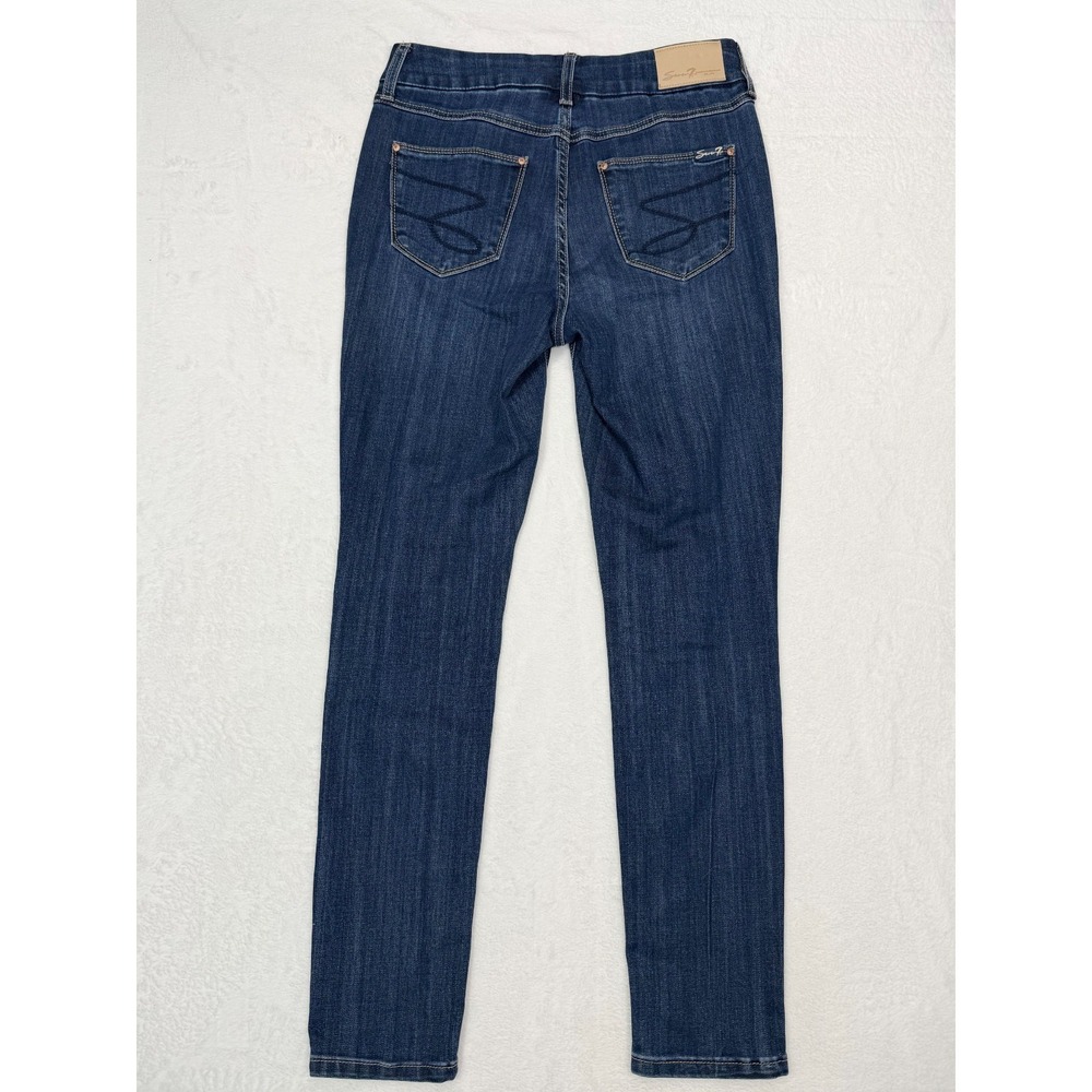 Seven7 Jeans Tummyless High Rise Skinny Size 4 Dark Denim Extreme Stretch - Picture 8 of 10